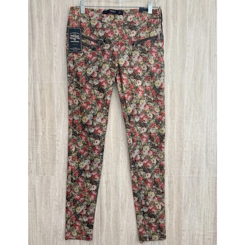 Zara Trafaluc Collection Floral Pants Size 6 Jeggings Zip Up Nostalgic Peasant